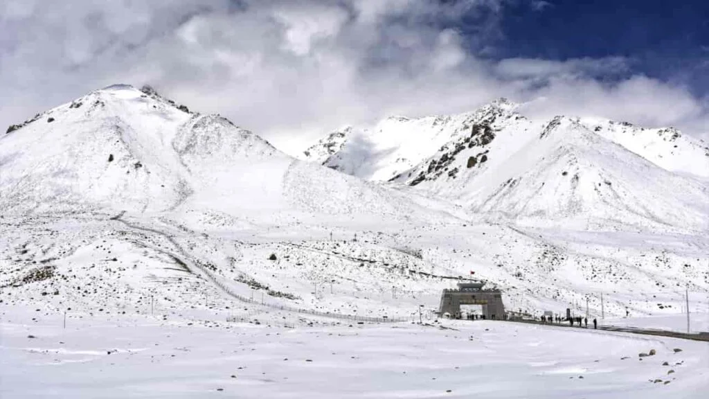 China Border in Snow covered Mountains