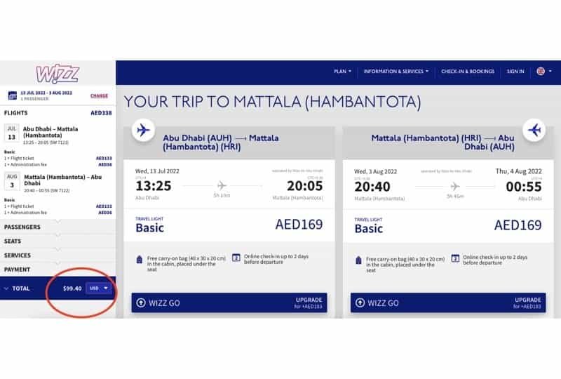 Wizz Air Cheap Fares UAE to Sri Lanka