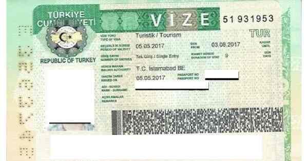 Turkey visa sample
