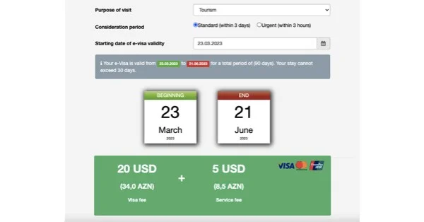 Azerbaijan visa fee